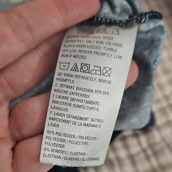 Susan Graver Blue and Black Animal Print Top - Picture 6 of 6